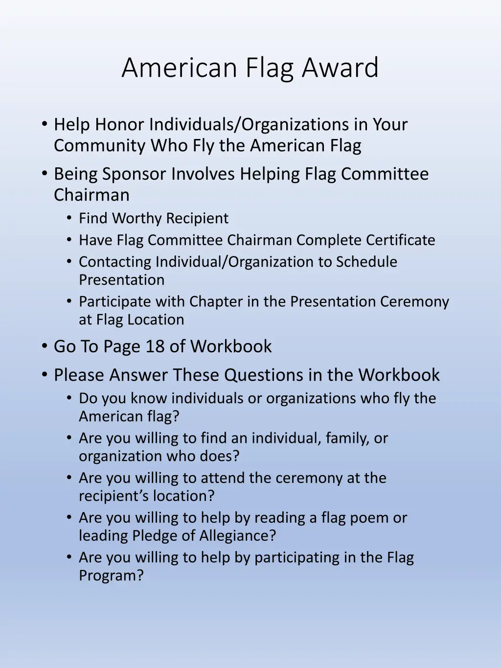 american flag award