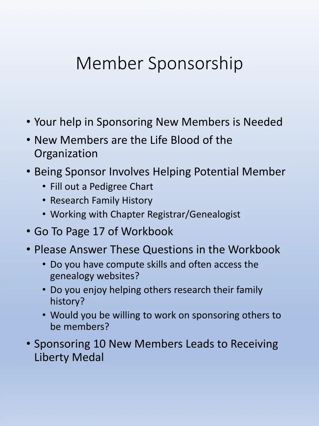 member sponsorship