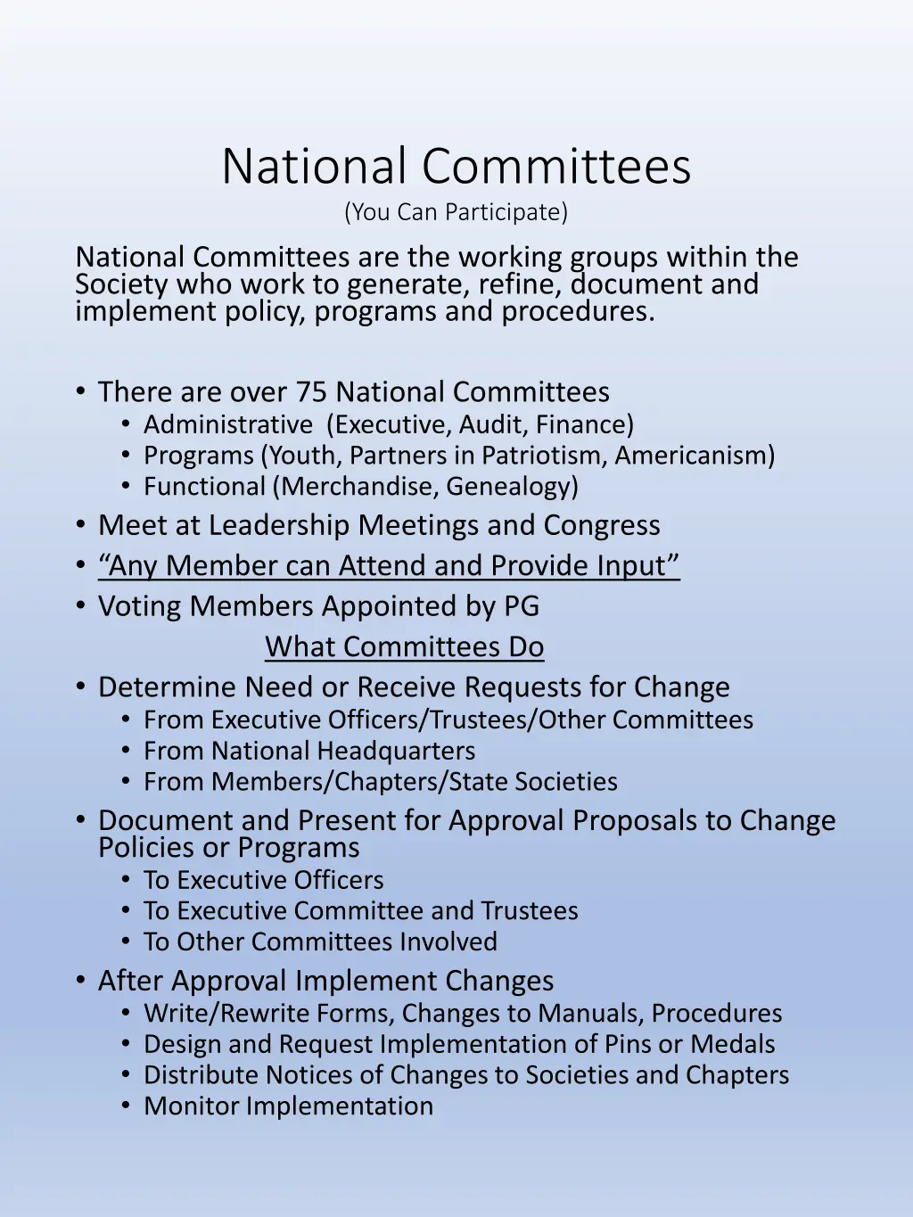 national committees you can participate national