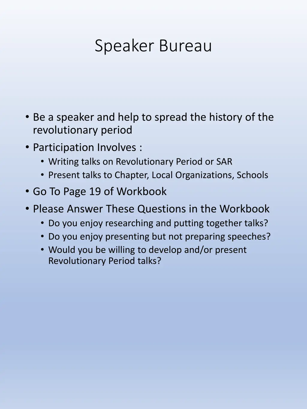 speaker bureau