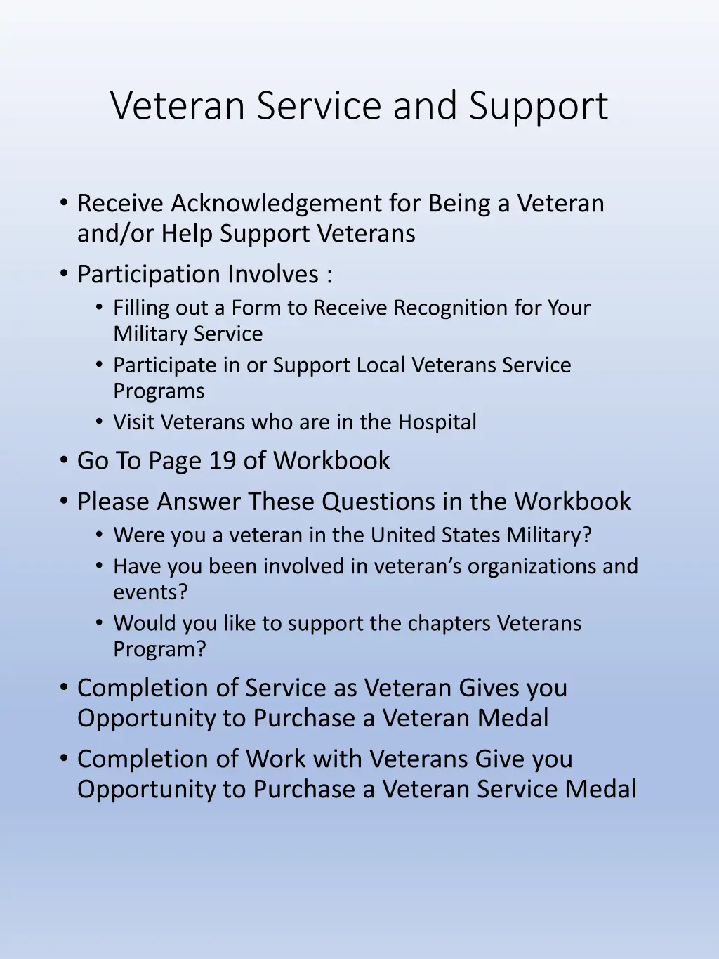 veteran service and support