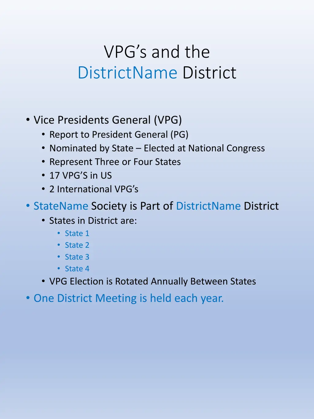 vpg s and the districtname district