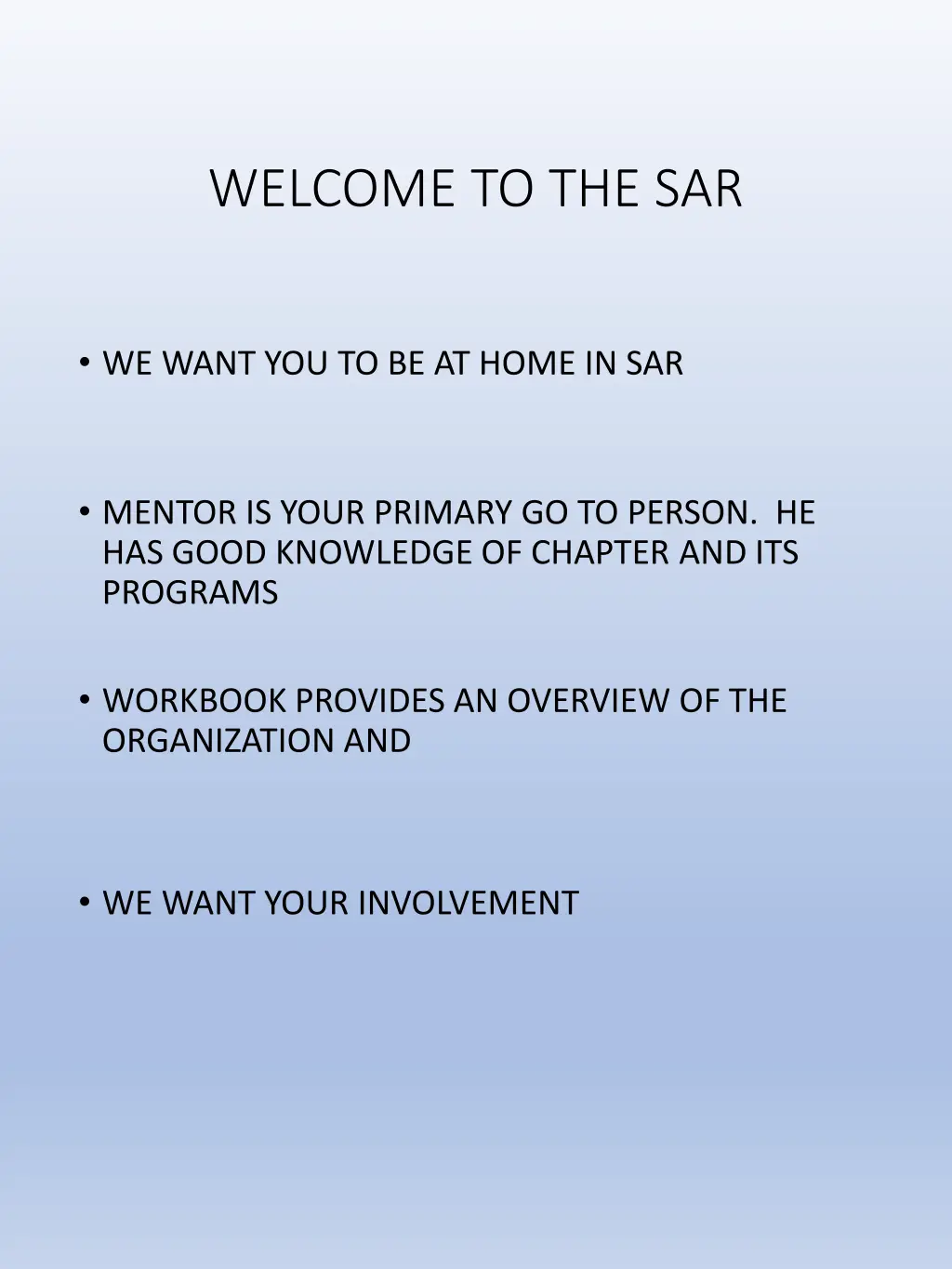 welcome to the sar