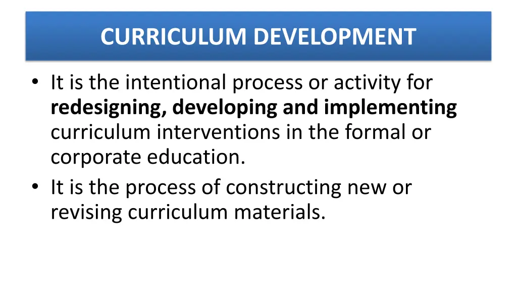 curriculum development
