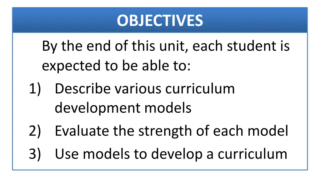 objectives