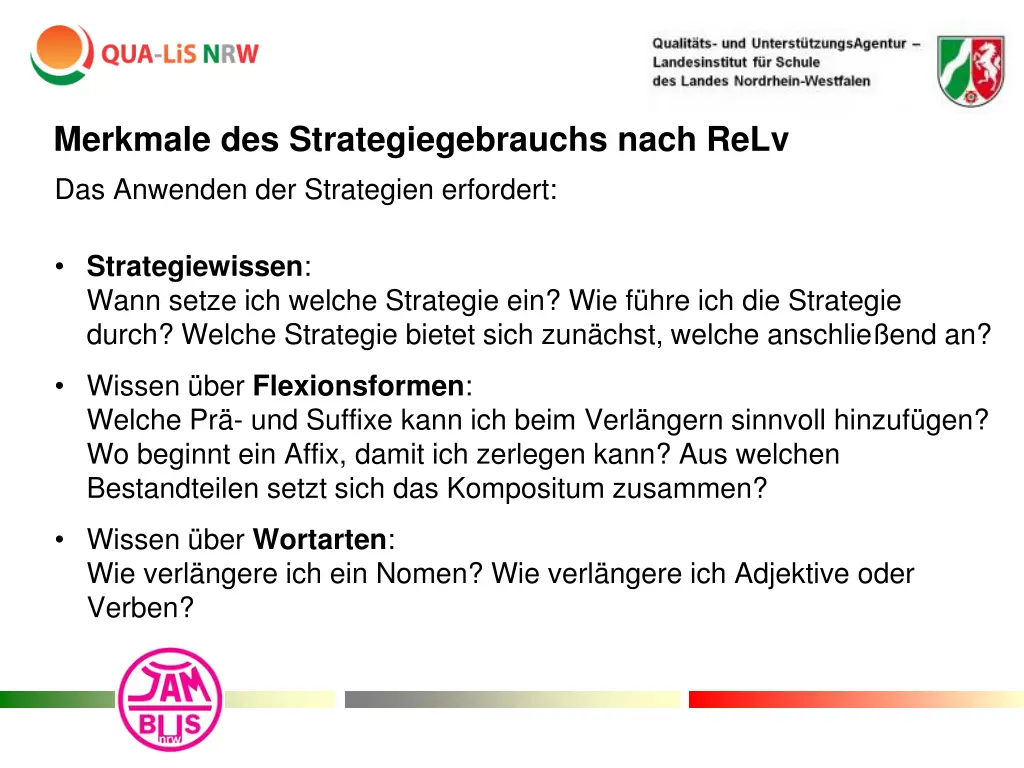 merkmale des strategiegebrauchs nach relv 2