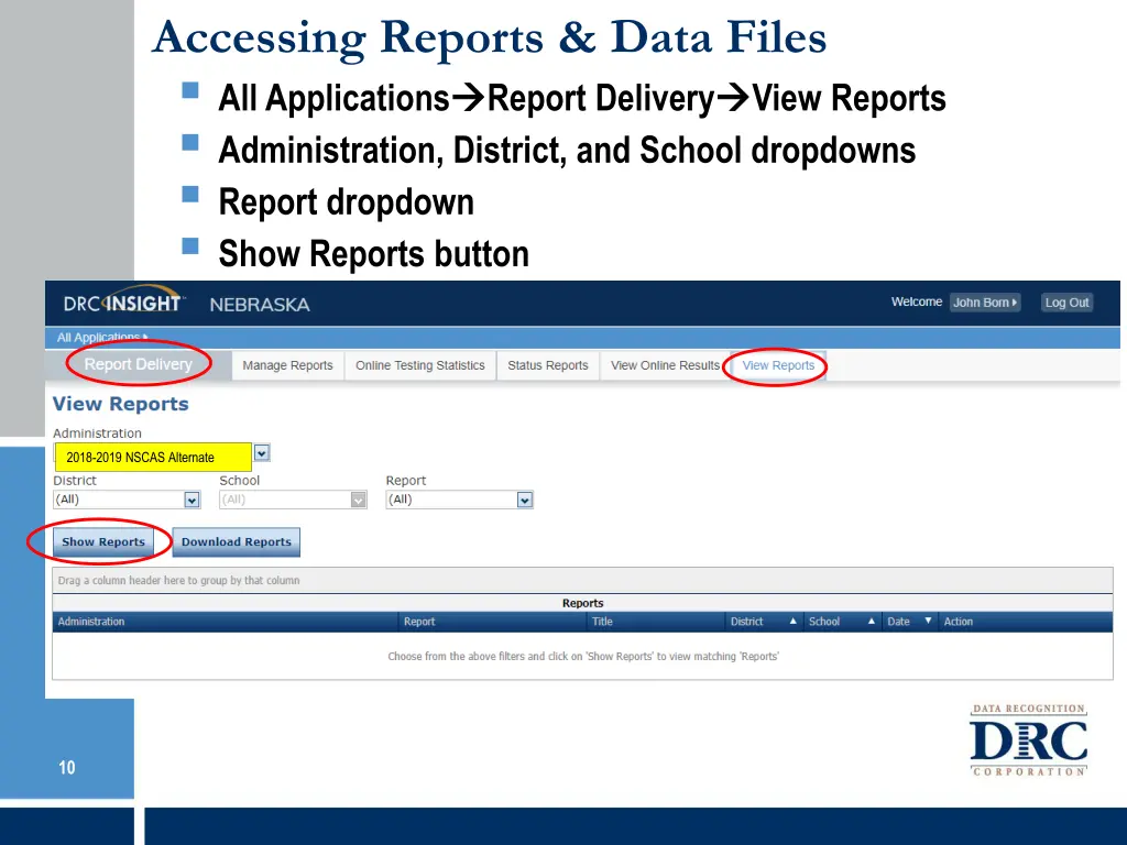 accessing reports data files all applications