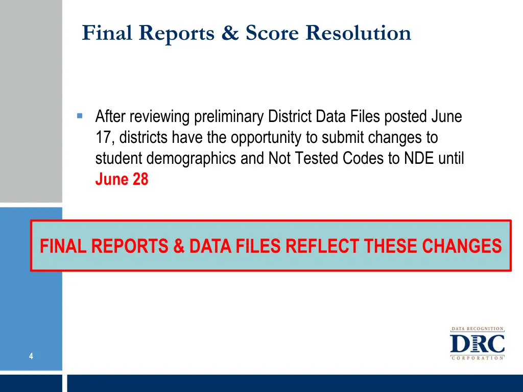 final reports score resolution