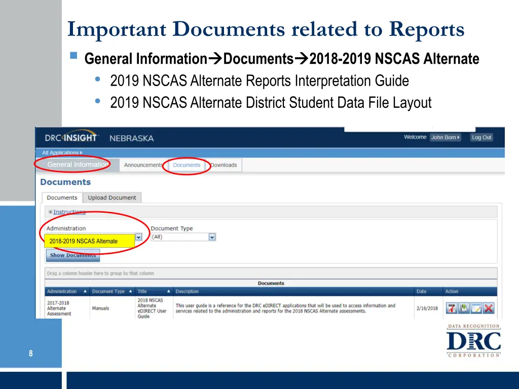 important documents related to reports general
