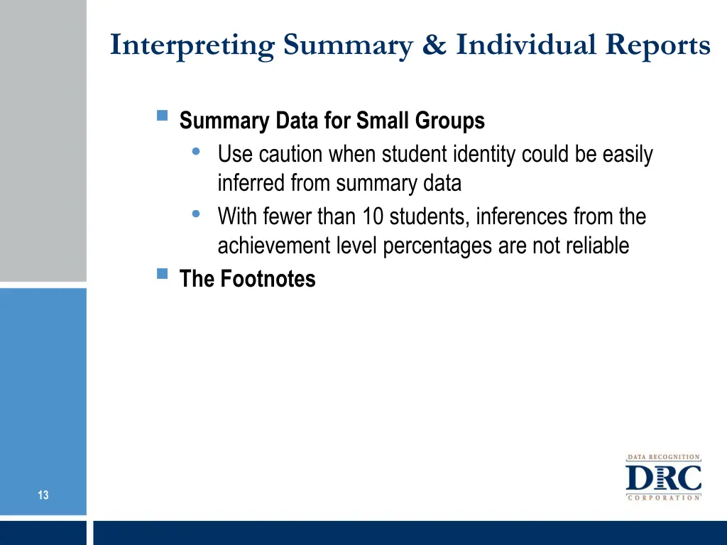 interpreting summary individual reports