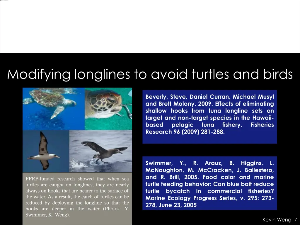 modifying longlines to avoid turtles and birds