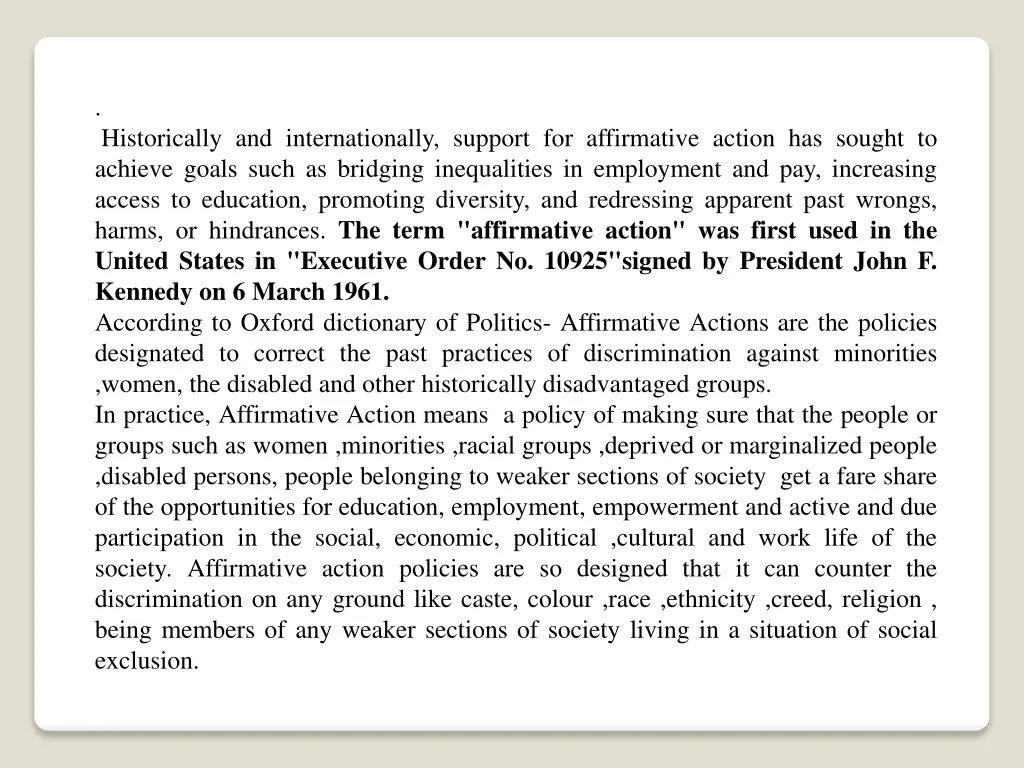 historically and internationally support