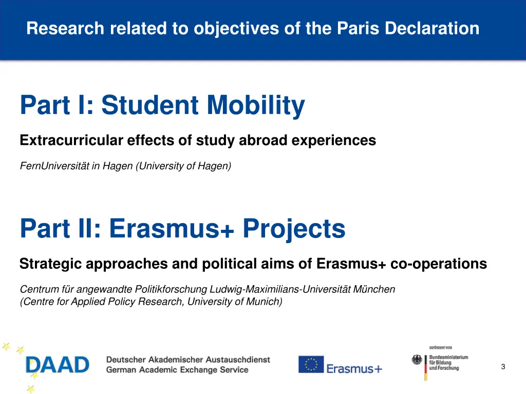 research related to objectives of the paris