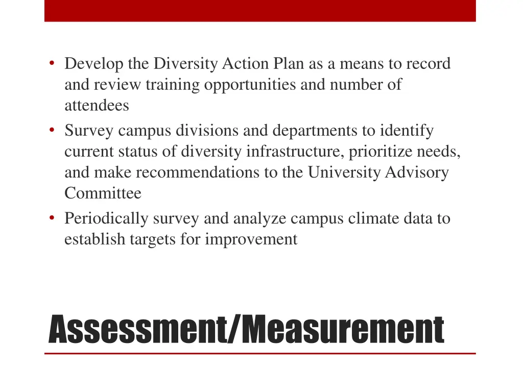 develop the diversity action plan as a means