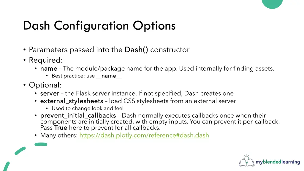 dash configuration options