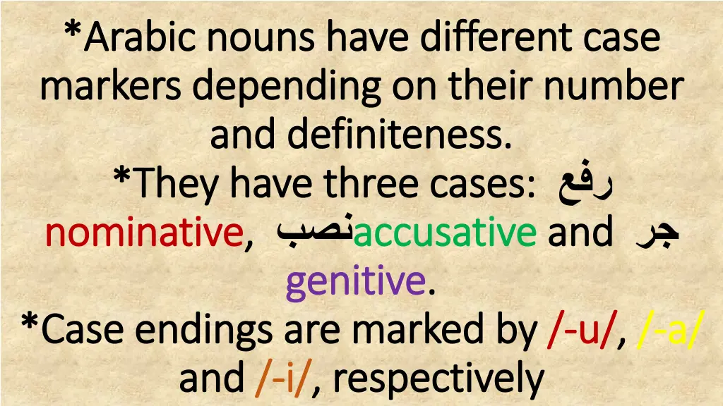 arabic nouns have different case arabic nouns