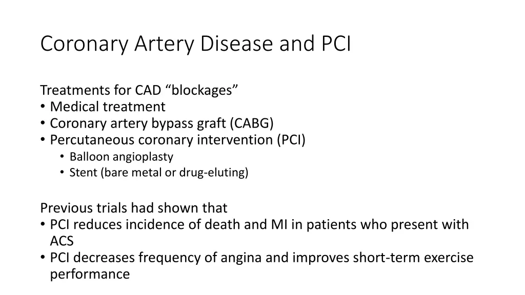 coronary artery disease and pci