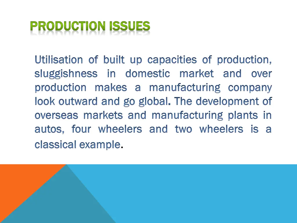 production issues production issues