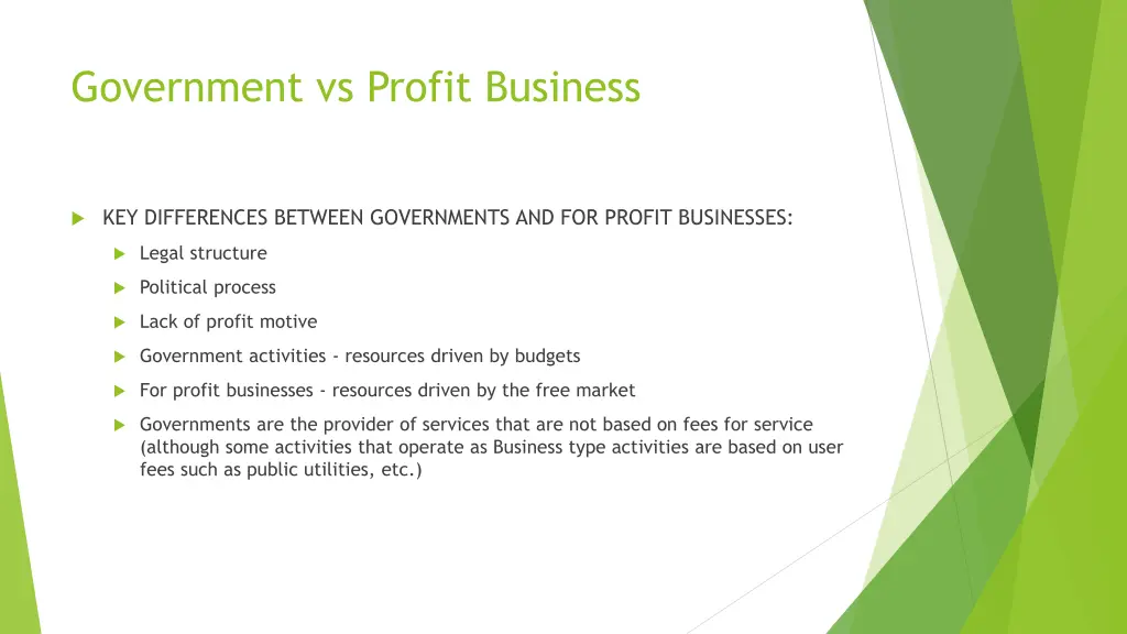 government vs profit business