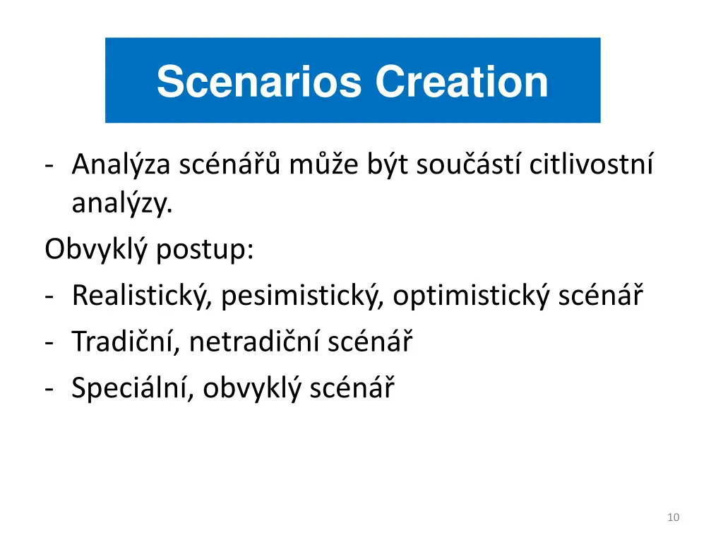 scenarios creation