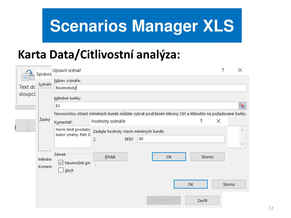 scenarios manager xls
