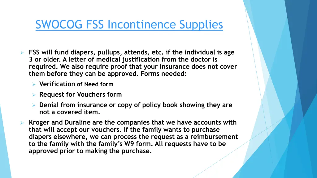 swocog fss incontinence supplies