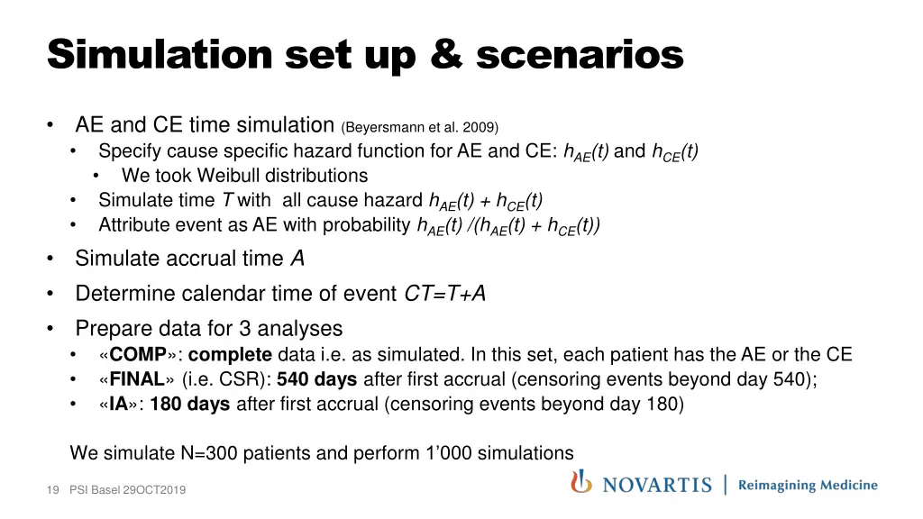 simulation set up scenarios