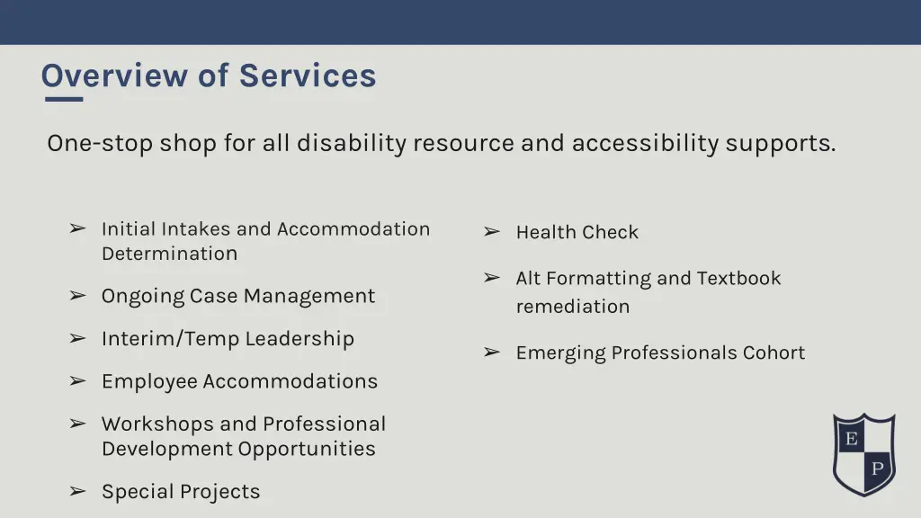 overview of services