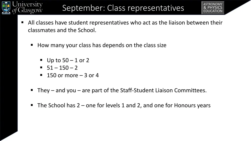 september class representatives