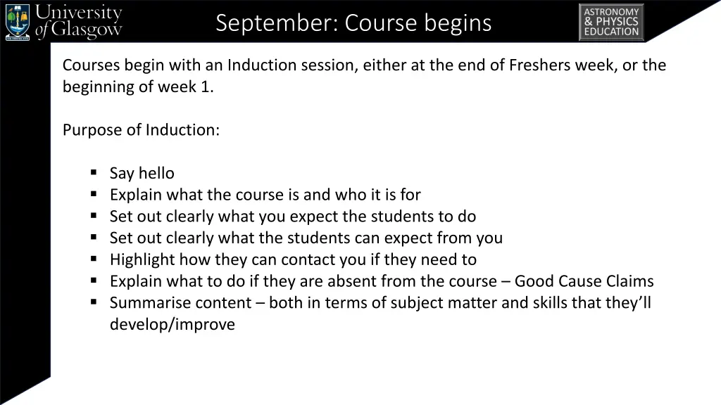 september course begins