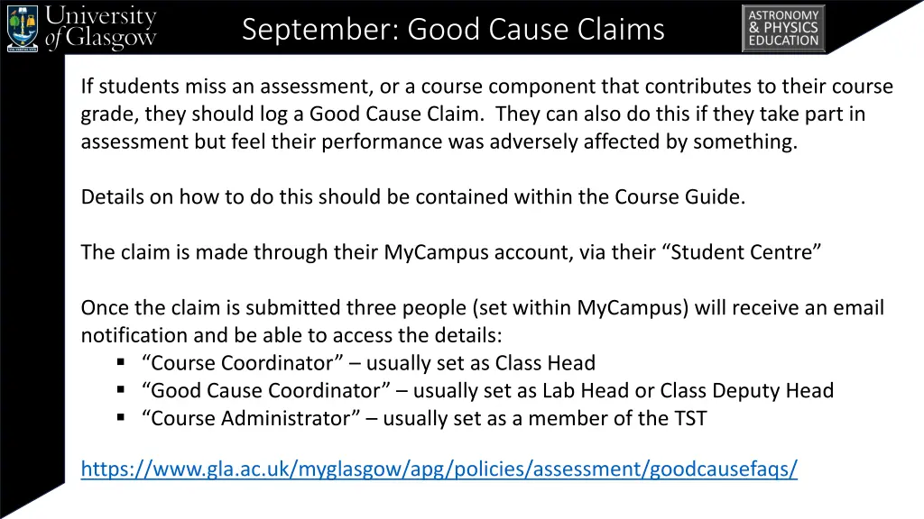 september good cause claims