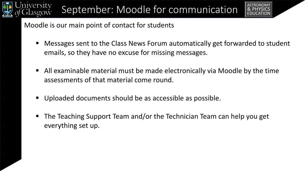 september moodle for communication