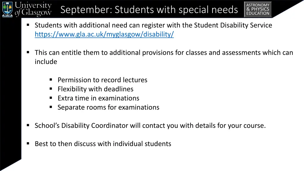 september students with special needs