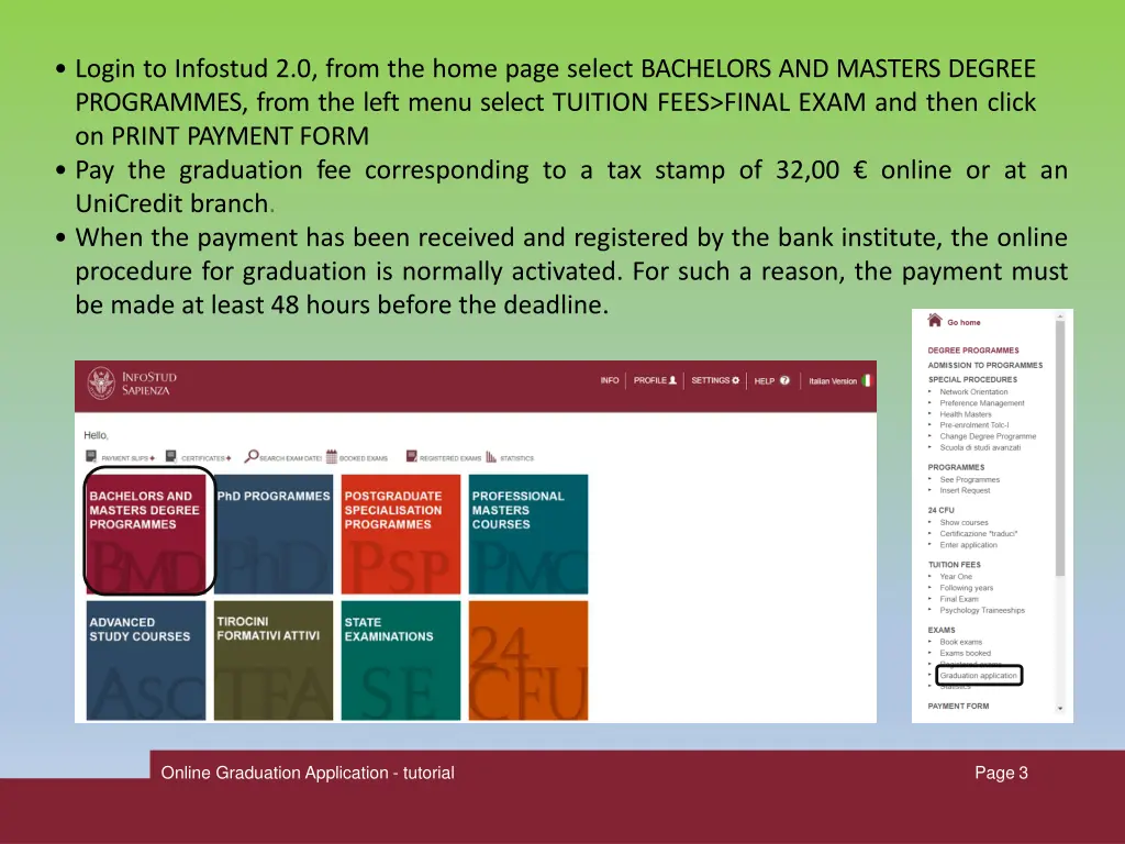login to infostud 2 0 from the home page select