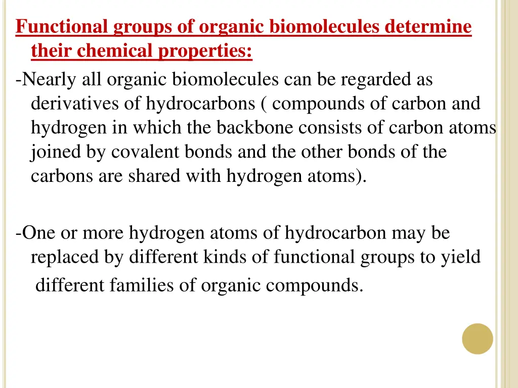 functional groups of organic biomolecules