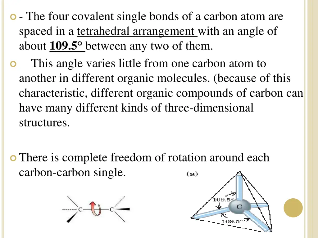 the four covalent single bonds of a carbon atom