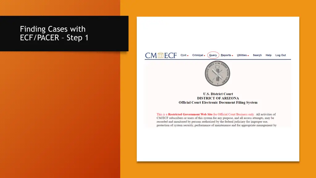 finding cases with ecf pacer step 1