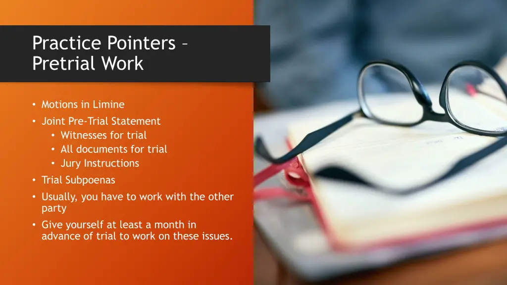practice pointers pretrial work