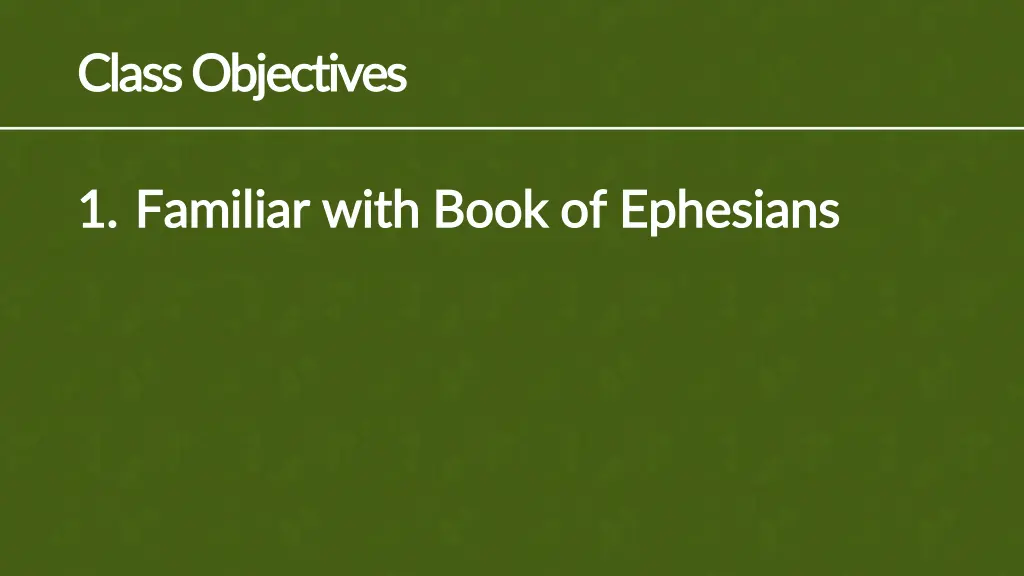 class objectives class objectives