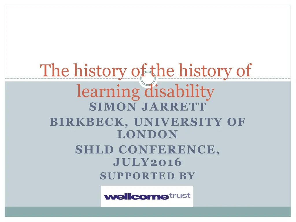 the history of the history of learning disability