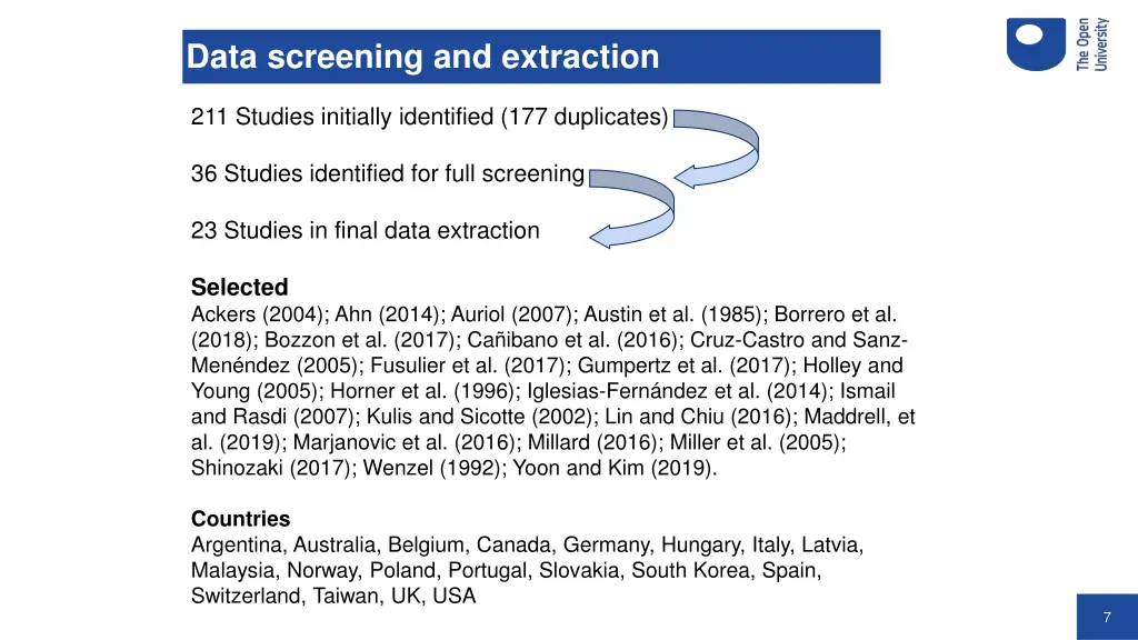 data screening and extraction