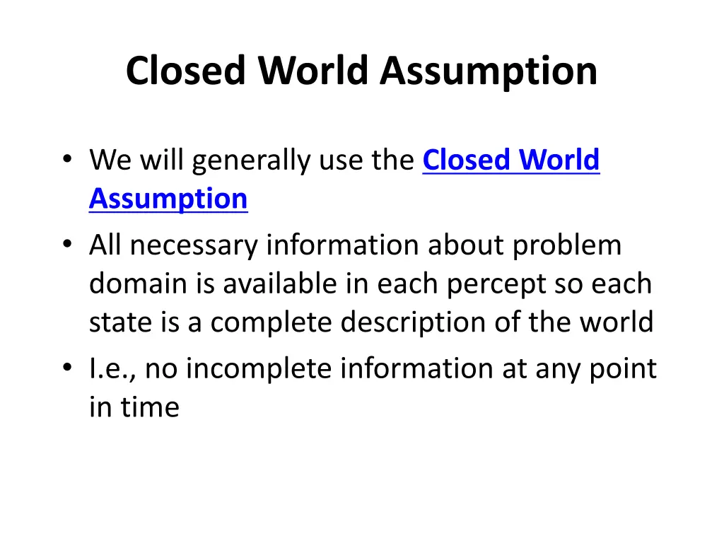 closed world assumption