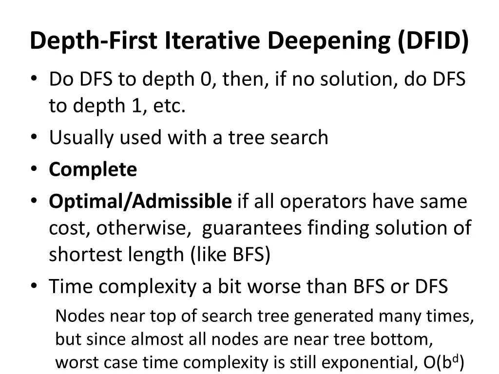 depth first iterative deepening dfid