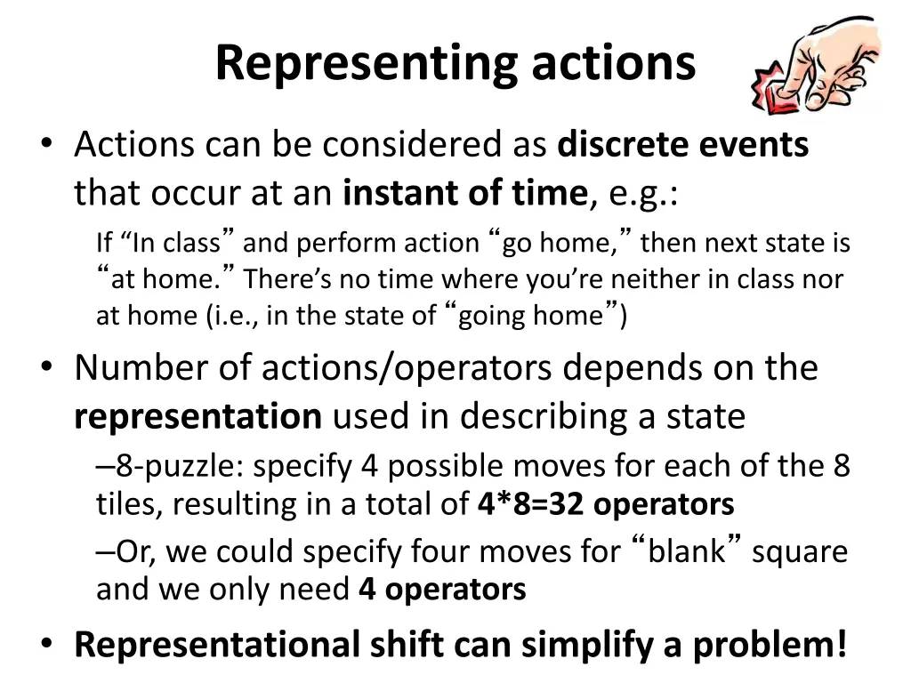 representing actions