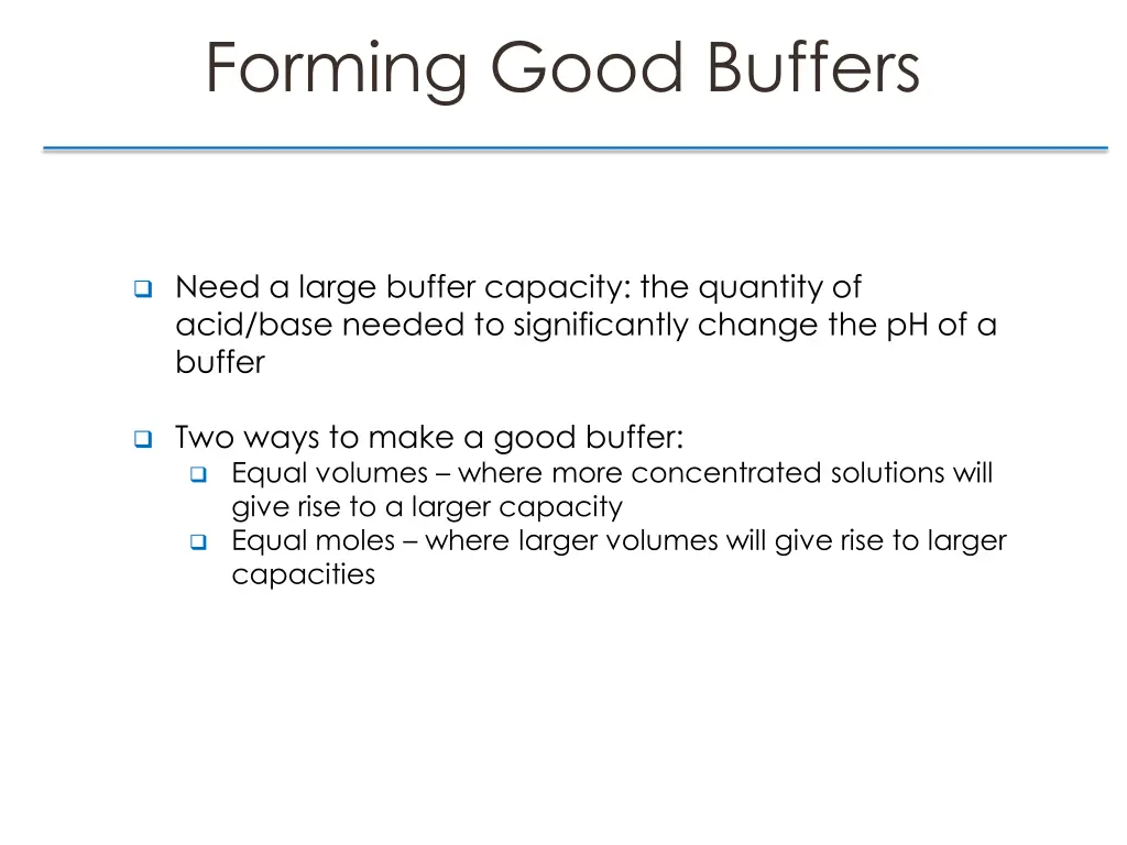 forming good buffers