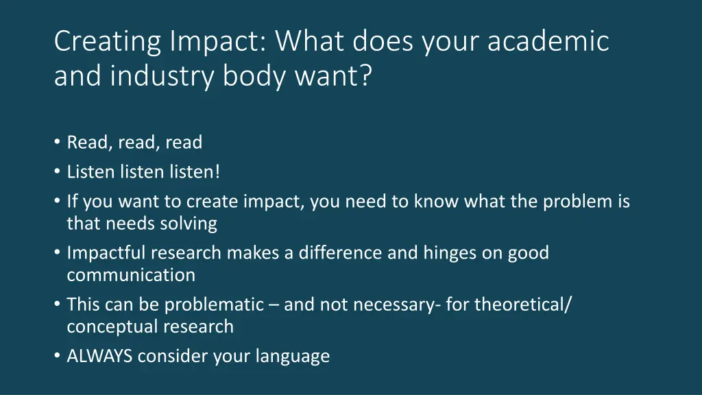 creating impact what does your academic