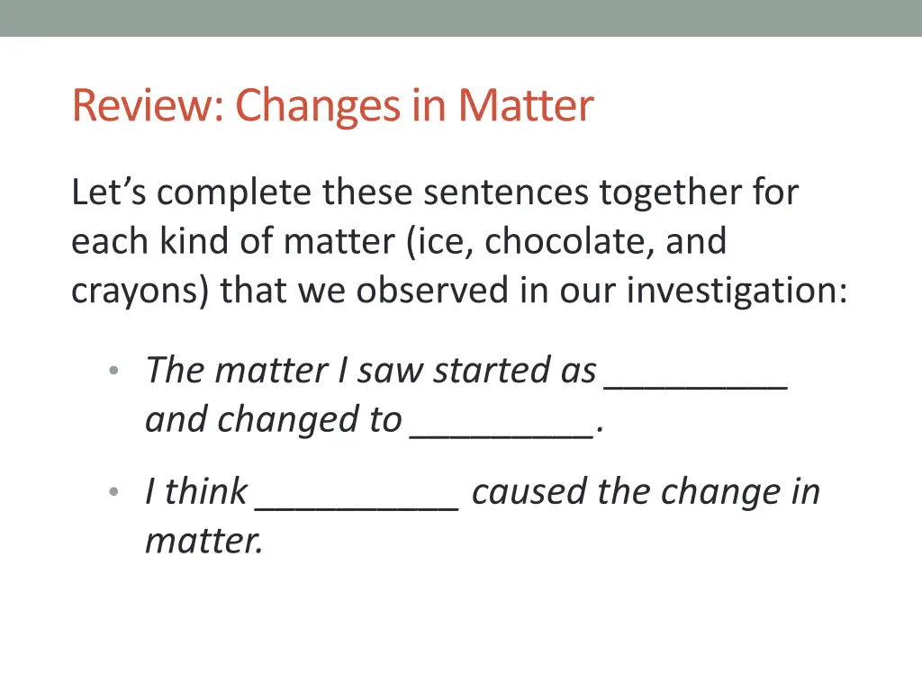 review changes in matter