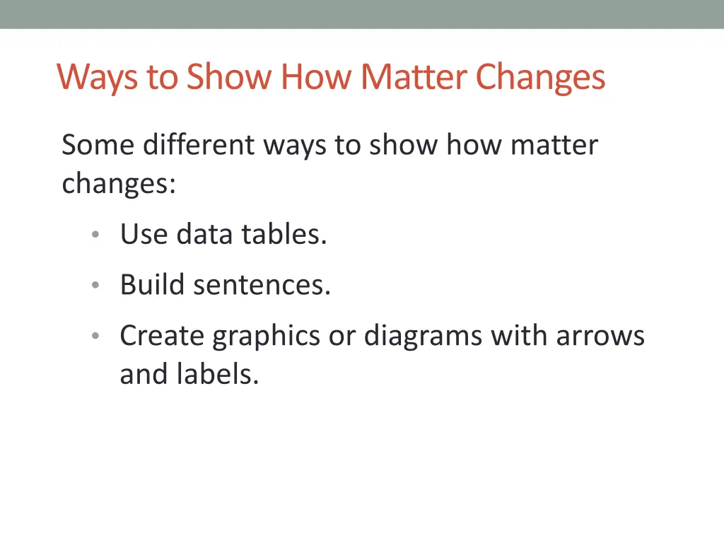 ways to show how matter changes