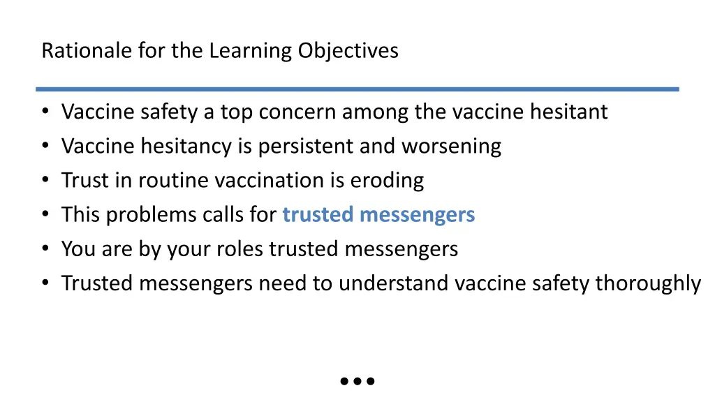 rationale for the learning objectives
