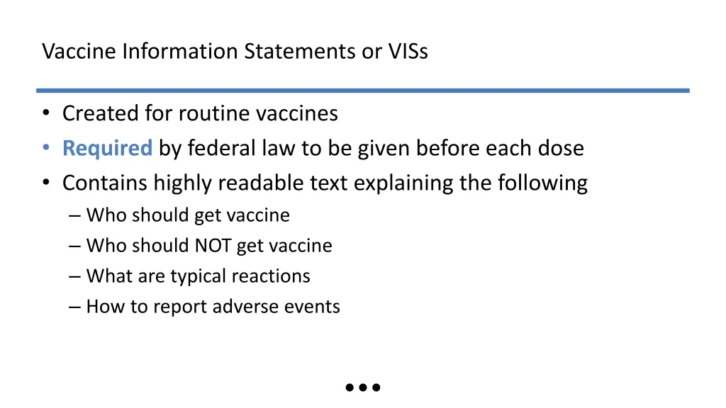 vaccine information statements or viss